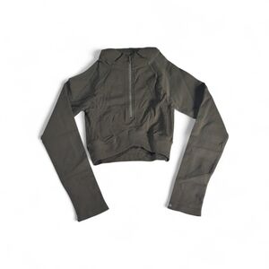JOJA The Exhale Long Sleeve Cropped Half Zip in Army Green NWOT